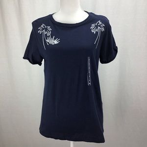 🔴Lucky Brand Embroidered Graphic T-Shirt Navy